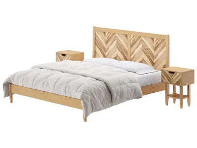 Paxton Wooden Bed 3D model
