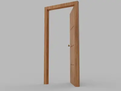 Wooden High Poly Door 3D model