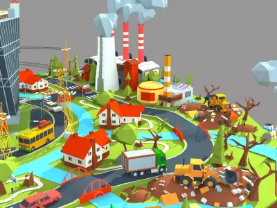 city plastic  Low-poly 3D model