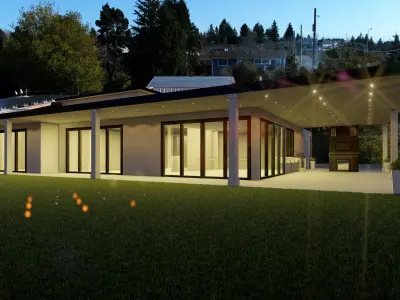 single story modern exterior design and redesign visualization 3D model