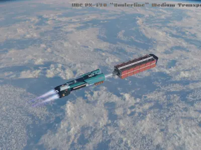 Sci-Fi Cargo Transport Spaceship Industrial Spacecraft PBR 4K 3D model