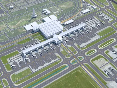 Kuala Lumpur Airport 12km Low-poly 3D model