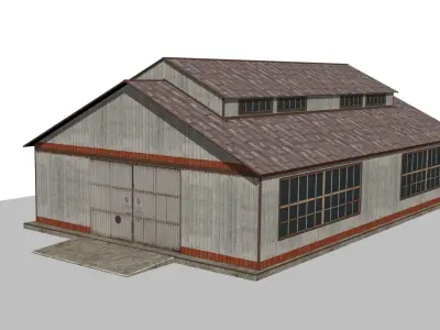 Warehouse house Low-poly 3D model