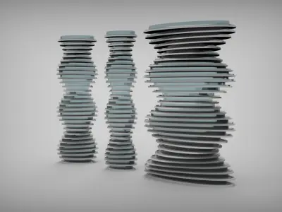 Twisted and Parametric design form of Tower 3D model