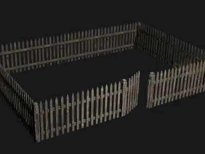 Old Wooden Fence Modular Free low-poly 3D model