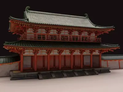 Traditional Japanese Building -Rajoumon Gate 3D model