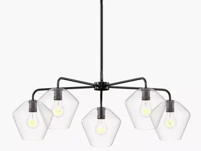 Sculptural Glass 5-Light Geo Chandelier 3D model