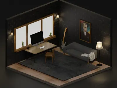 A cozy Room Low-poly 3D model