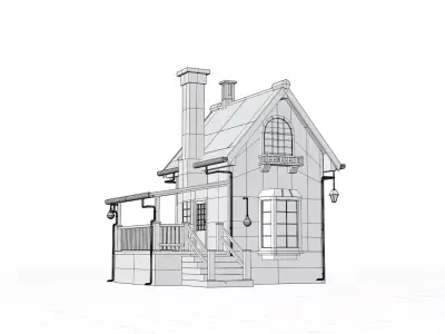 Stylized Modern House 01 Low-poly 3D model