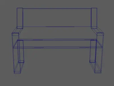 Minimalist Wooden Bench 3D model