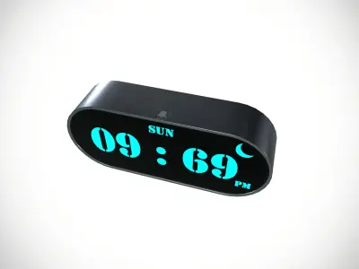 Digital Table Clock  Low-poly 3D model