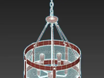 vittoria-fr4561-pl-05-b wood and metal chandelier with glass ... 3D model