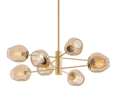 MARINE C gold chandelier with six glass shades 3D model