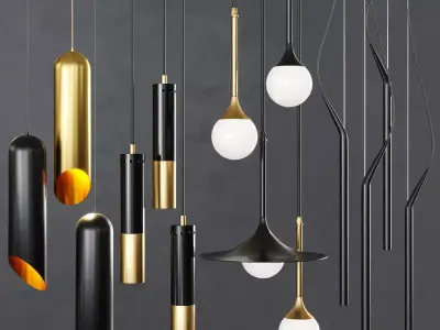 Pendant lights set 046 3D model