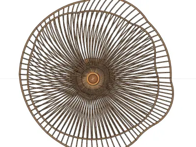 Organic Wavy Wood Slat Pendant Lamp - Modern Boho Chandelier 3D model