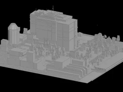 Sci-fi City Cityscape Urban Block Street Architectural  02 Low-poly 3D model