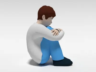 Cartoon Kid Sitting On The Floor 3D model