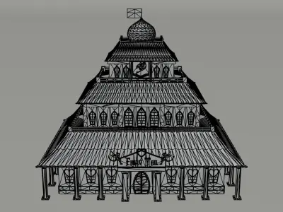 Cartoon Fairy Tail Guild Building Polygonal Style Low-poly 3D model