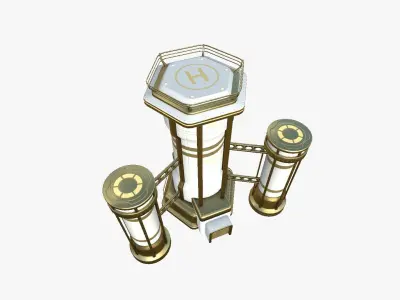 SciFi Facility A11 Gold - Sci Fi Exterior Design Low-poly 3D model