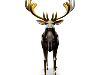 Mechanical Golden Deer 3D Model Low-poly 3D model