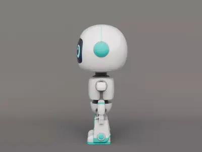 Rigged Cartoon Cute Robot Low-poly 3D model