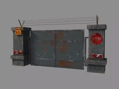 RoadBlock Gates Low-poly 3D model