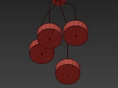 Possini Euro Cream Drum Tiger Bronze 4 Light Pendant 3D model