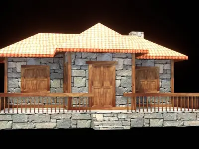 medieval house low poly village town residential game ready 17 Low-poly 3D model
