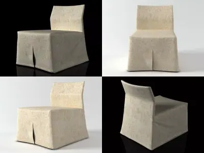 Mannequin four different chairs with cover 3D model