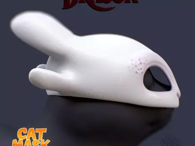 Light Fury Cat Mask  How to Train Your Dragon Pet Cosplay 3D print model