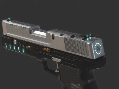 Sci-fi handgun Low-poly 3D model get