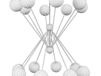 SCARLETT chandelier with balls hanging from brass rods Low-poly 3D model