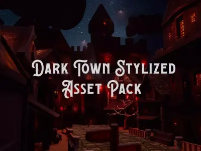 Asset Pack Stylized Dark Town Low-poly 3D model