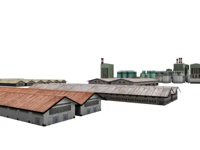 factory land - RAPP factory - factory area - Industrial Low-poly 3D model