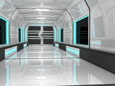 Sci Fi Corridor 3D model 8