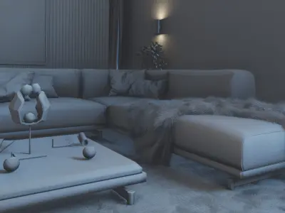 Cozy Realistic Living Room 3D model