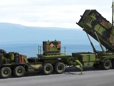  MIM-104 Patriot Surface to Air Missile SAM Battle Position 3D Model 