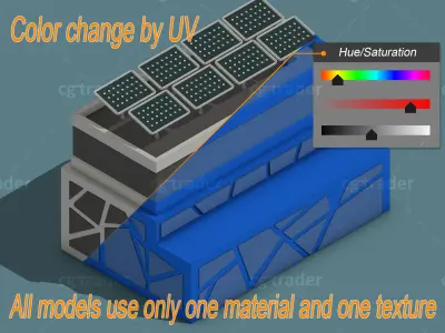 Low Poly Smart City Isometric Icon Low-poly 3D model