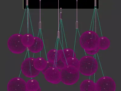 Pendant Light Crystal Cascade Gold 3D model