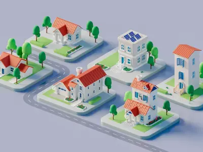 Cartoon Houses Low Poly Collection 3D model