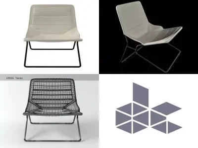 F four different chairs 3D model