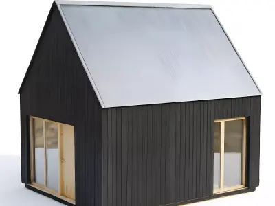 Modern Rustic Nordic Cabin 3D Model Low-poly 3D model