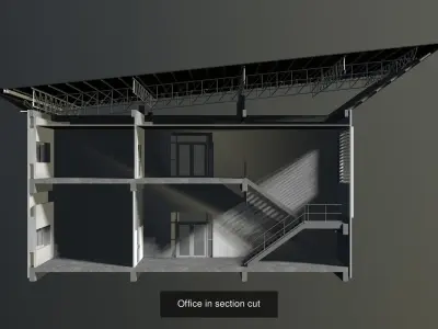 Office buildings in section cut set 01 3D Model Pack