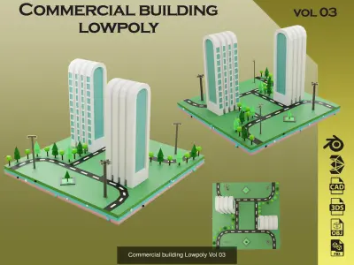 collection commercial building lowpoly 01 3D Model Pack