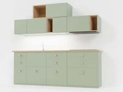 Minimalistic Kitchen furniture Low-poly 3D model