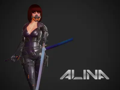 Cyberpunk Alina Robot Low-poly 3D model