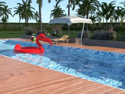 laos Flamingo Pool Scene 3D model