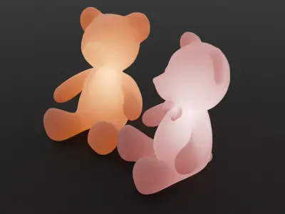 Pair of teddy bears indirect lighting 3D model
