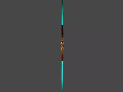 Gold and Blue double-bladed lightsaber Low-poly 3D model