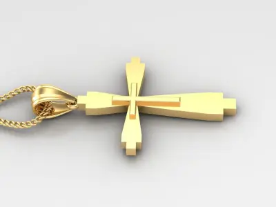 Light Gold 18K Cross Pendant 2CP039 3D print model